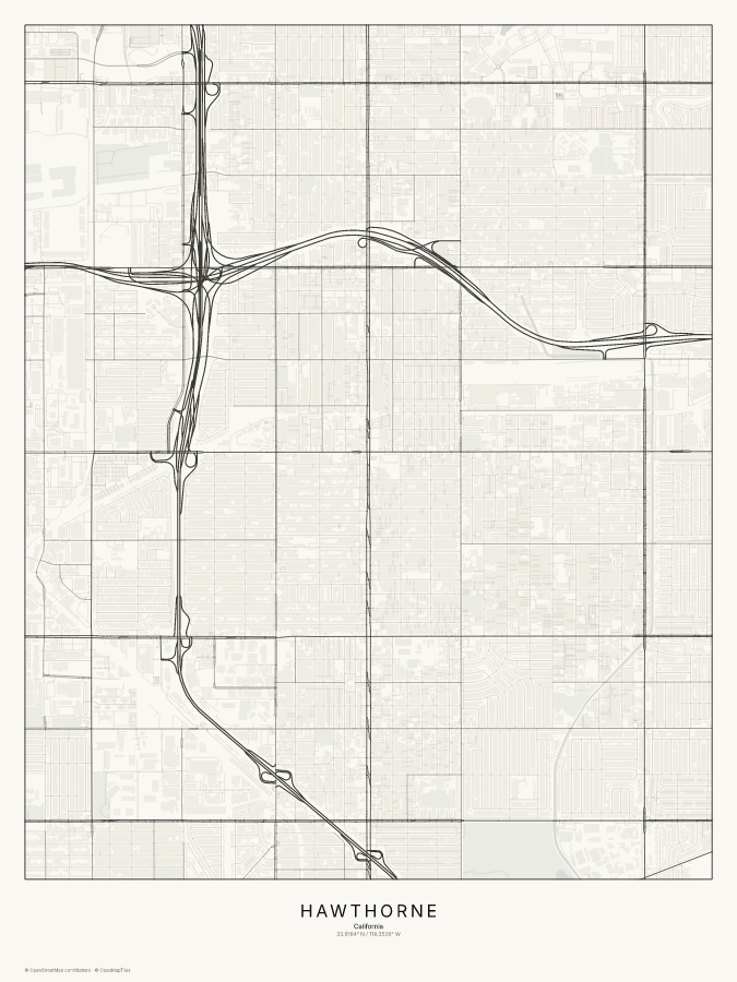 Hawthorne map poster, classic style