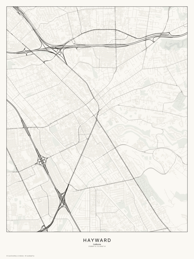 Hayward map poster, classic style