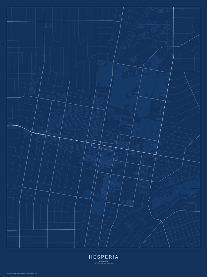 Hesperia map poster, blueprint style