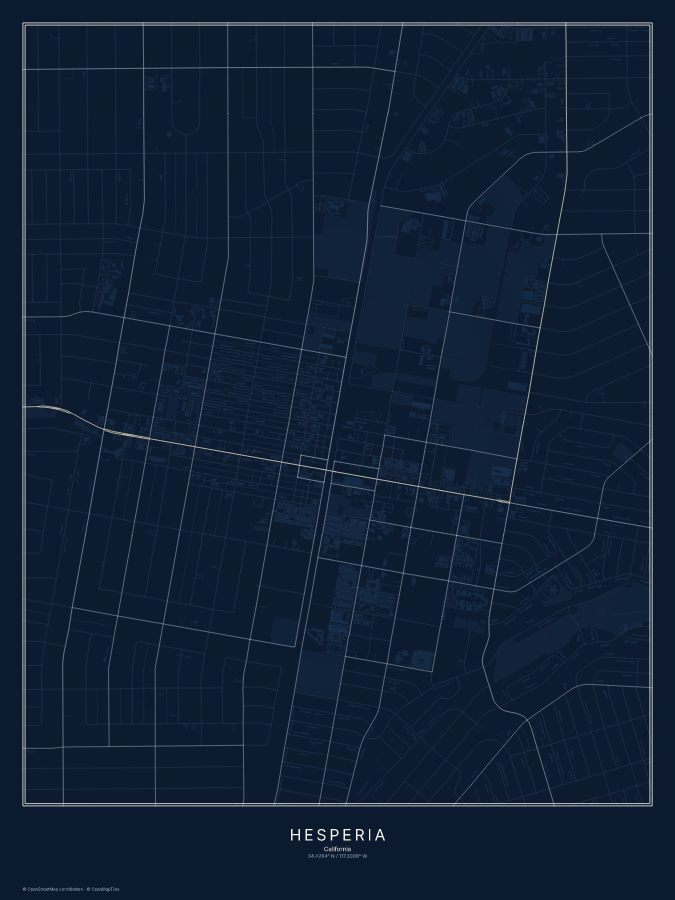 Hesperia map poster, midnight style