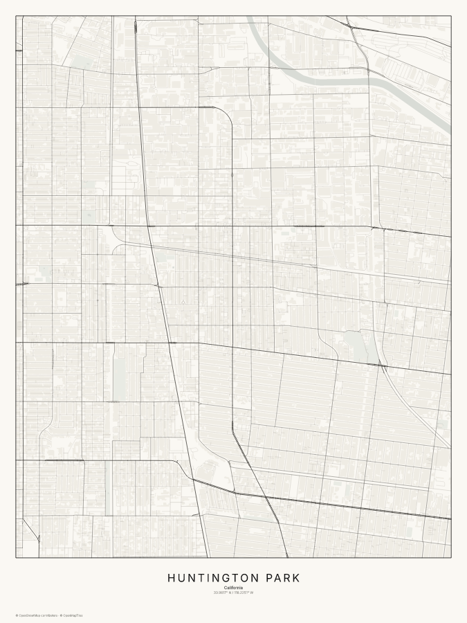 Huntington Park map poster, classic style