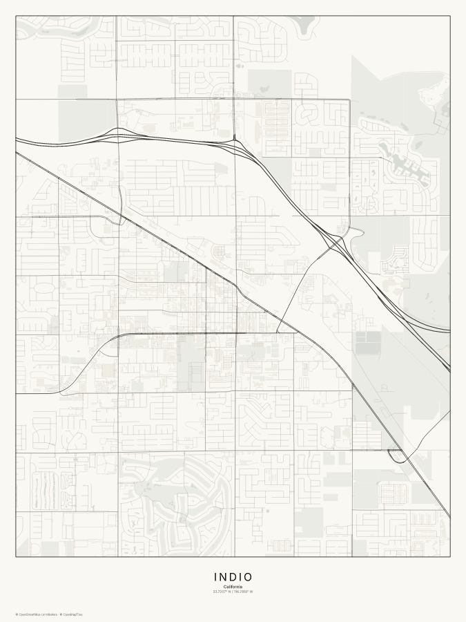 Indio map poster, classic style