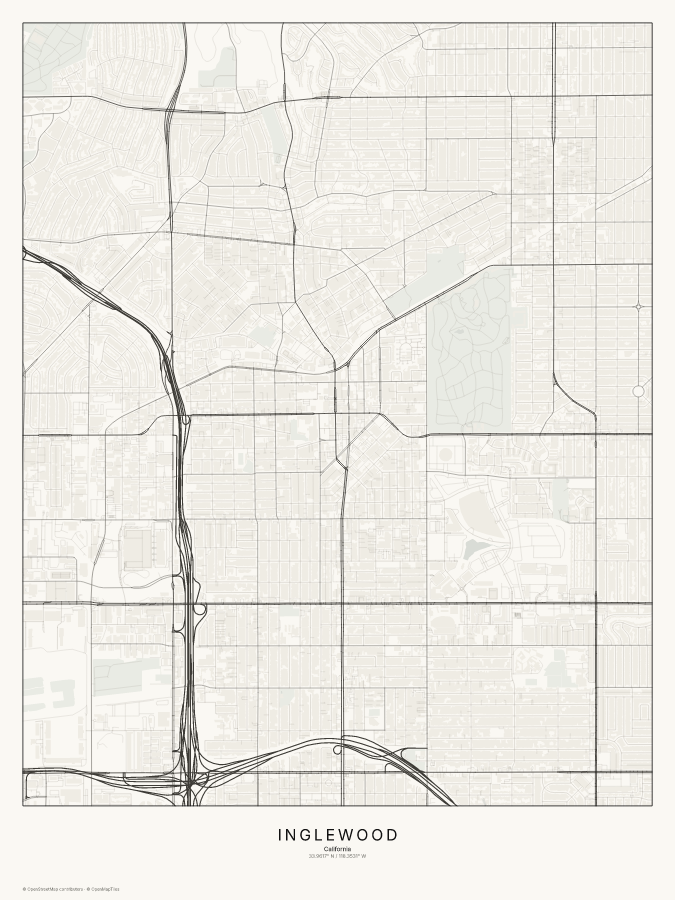 Inglewood map poster, classic style