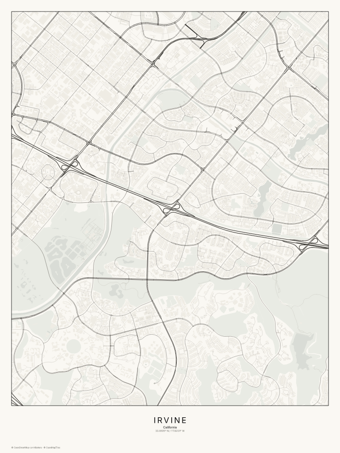 Irvine map poster, classic style