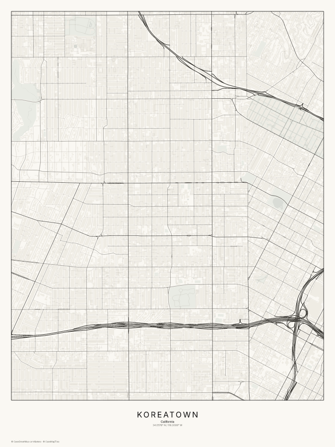 Koreatown map poster, classic style