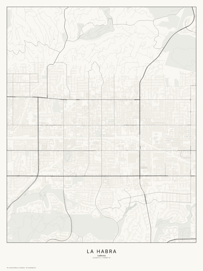 La Habra map poster, classic style