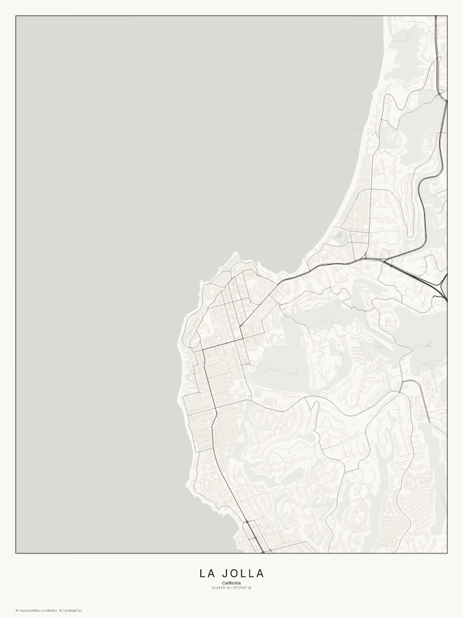 La Jolla map poster, classic style