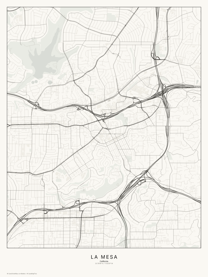 La Mesa map poster, classic style
