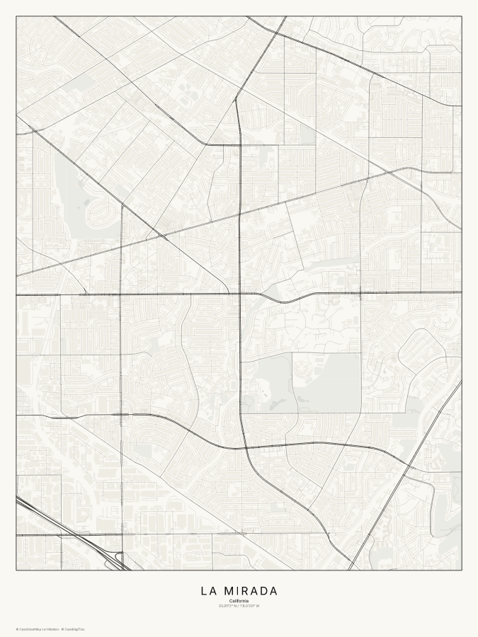 La Mirada map poster, classic style