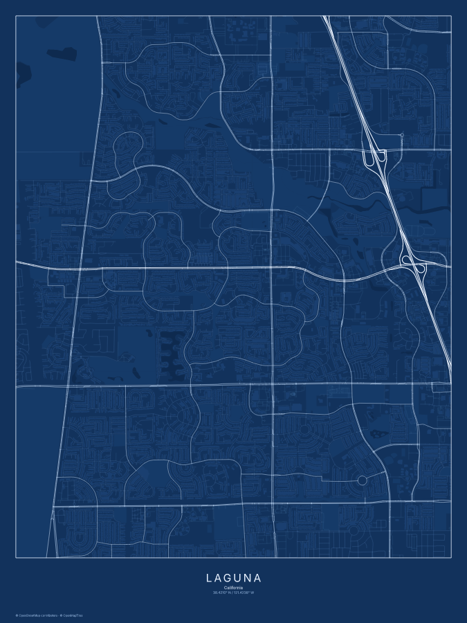 Laguna map poster, blueprint style
