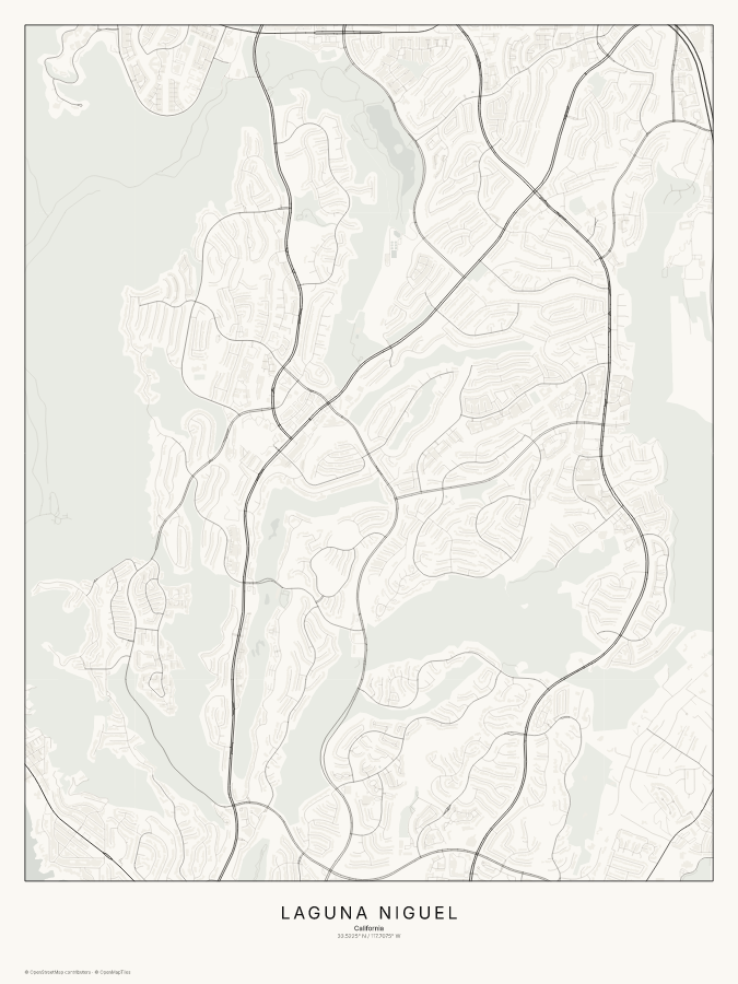 Laguna Niguel map poster, classic style
