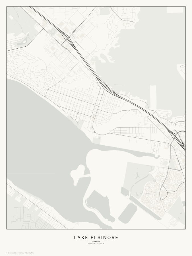 Lake Elsinore map poster, classic style