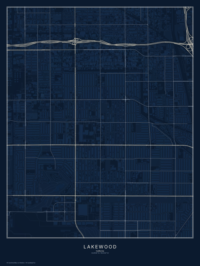 Lakewood map poster, midnight style
