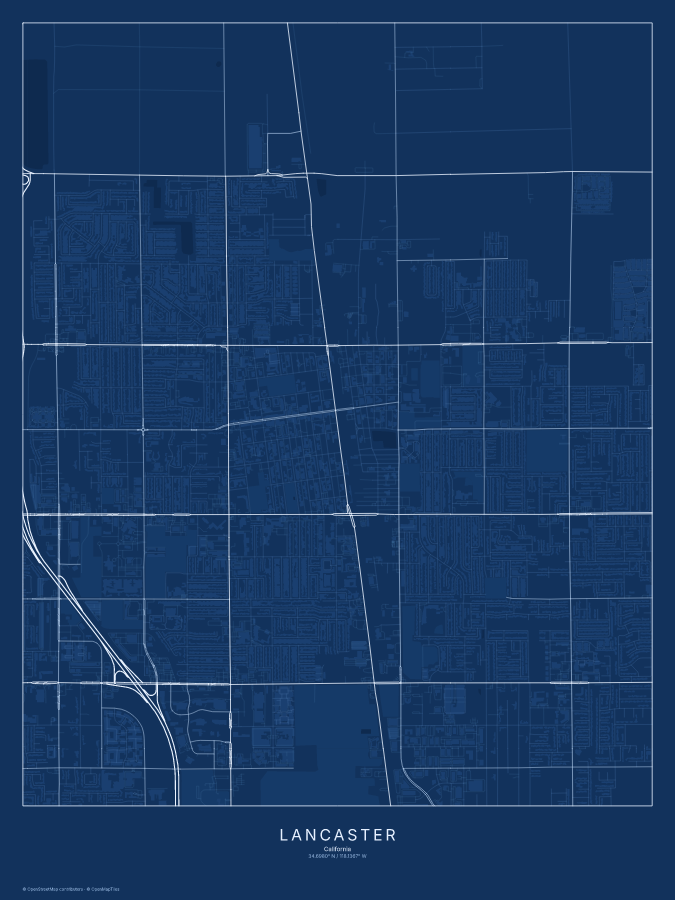 Lancaster map poster, blueprint style