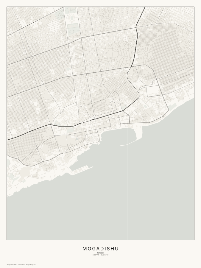Mogadishu map poster, classic style