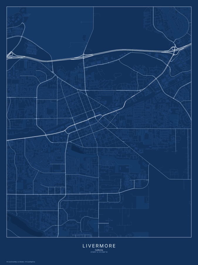 Livermore map poster, blueprint style