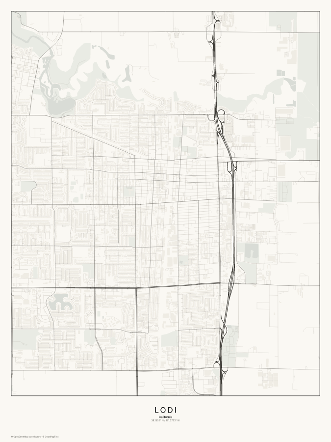 Lodi map poster, classic style