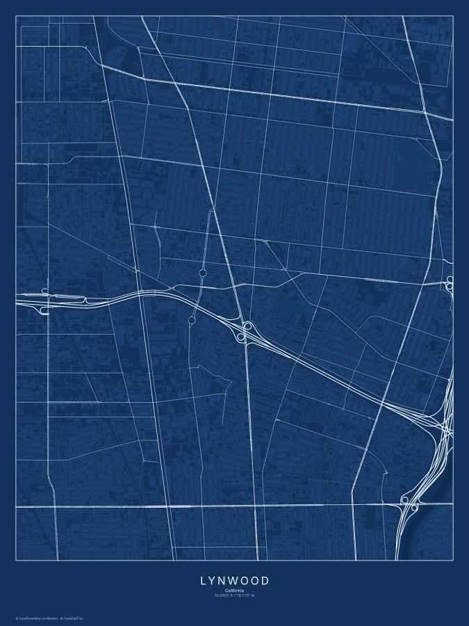 Lynwood map poster, blueprint style