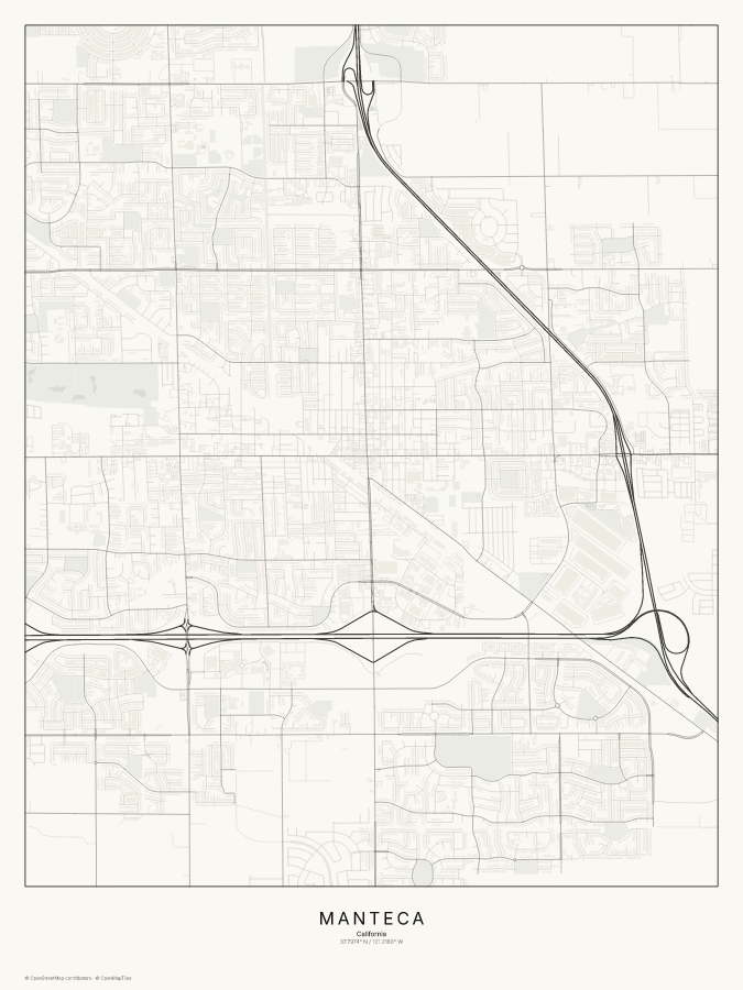 Manteca map poster, classic style