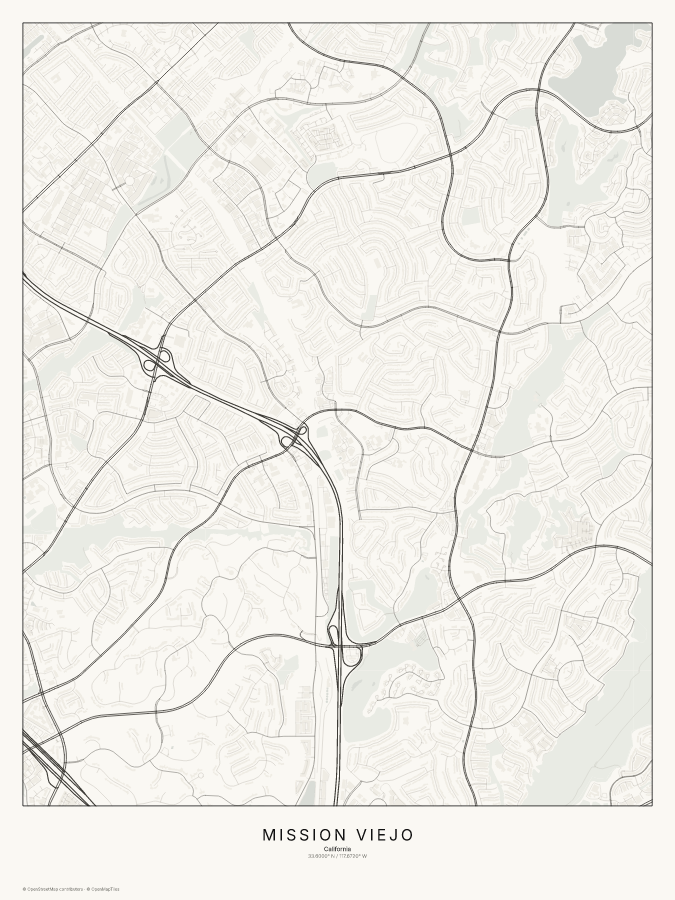 Mission Viejo map poster, classic style