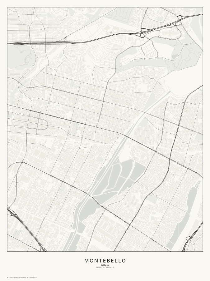 Montebello map poster, classic style