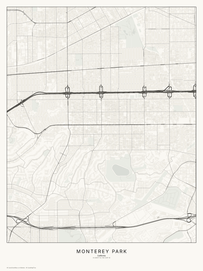 Monterey Park map poster, classic style