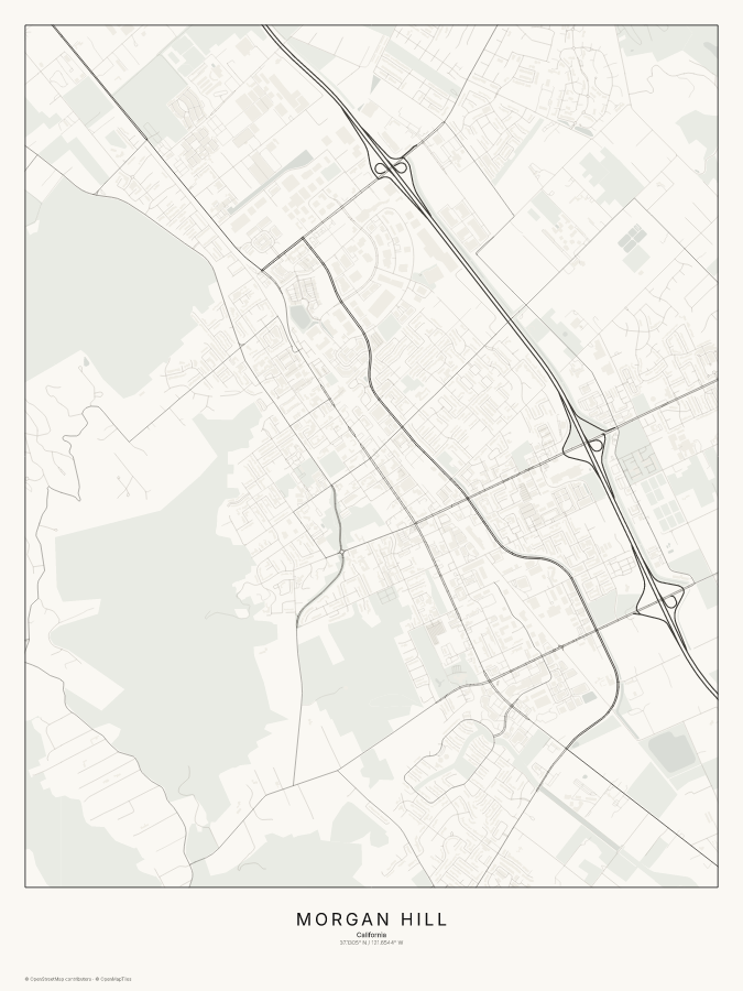 Morgan Hill map poster, classic style