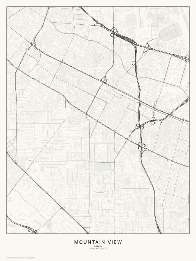 Mountain View map poster, classic style