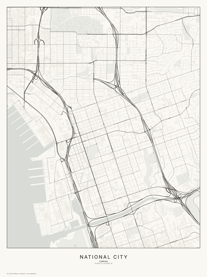 National City map poster, classic style