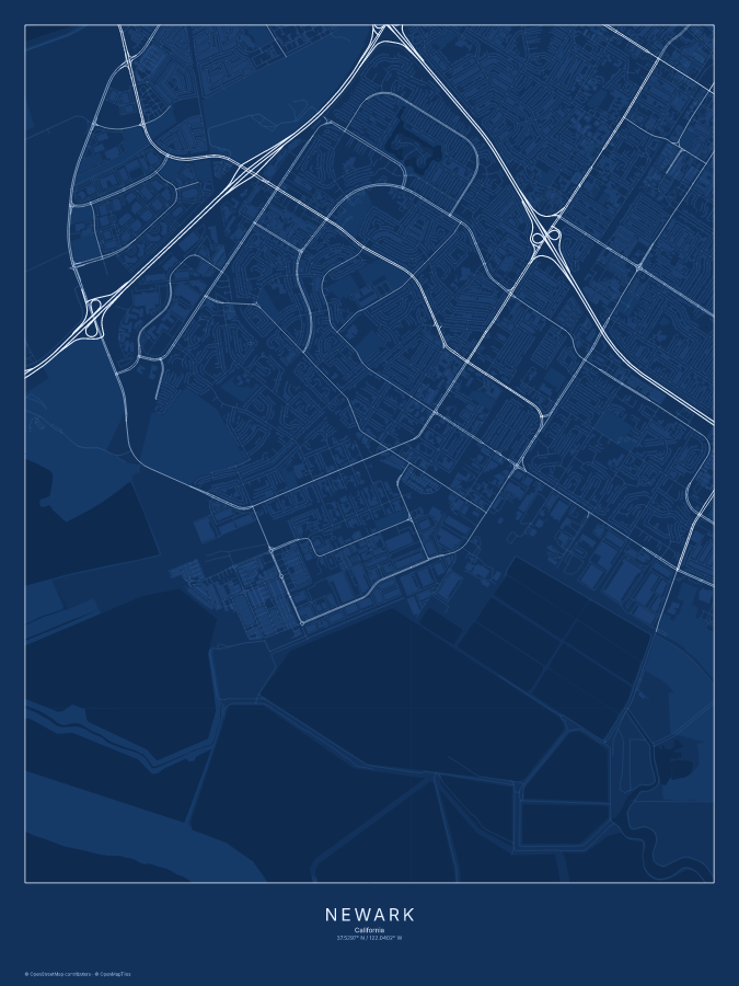 Newark map poster, blueprint style
