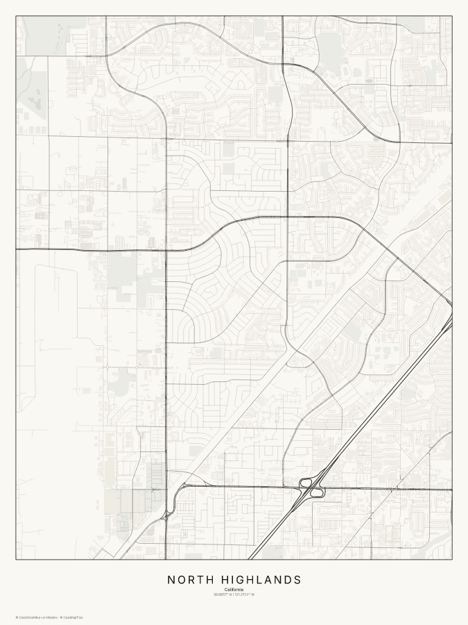 North Highlands map poster, classic style