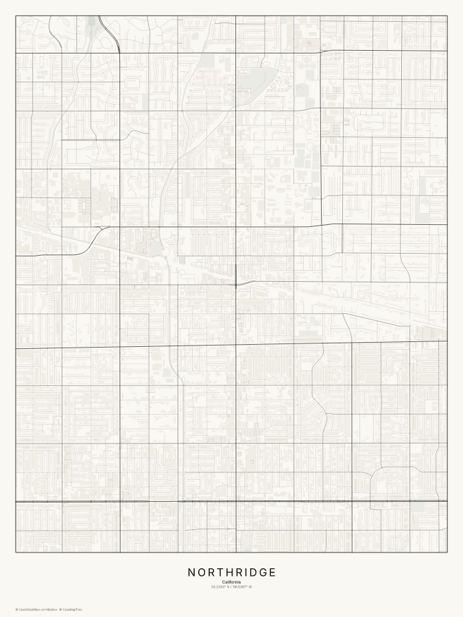 Northridge map poster, classic style