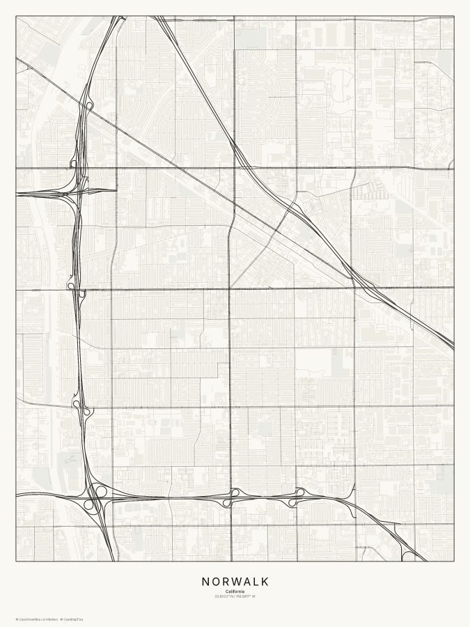 Norwalk map poster, classic style