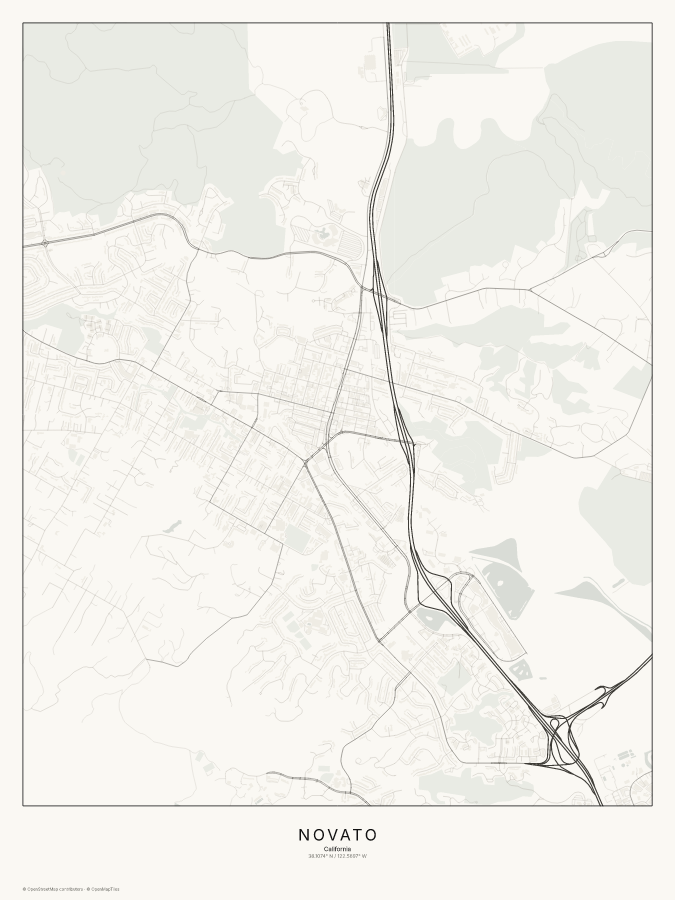 Novato map poster, classic style