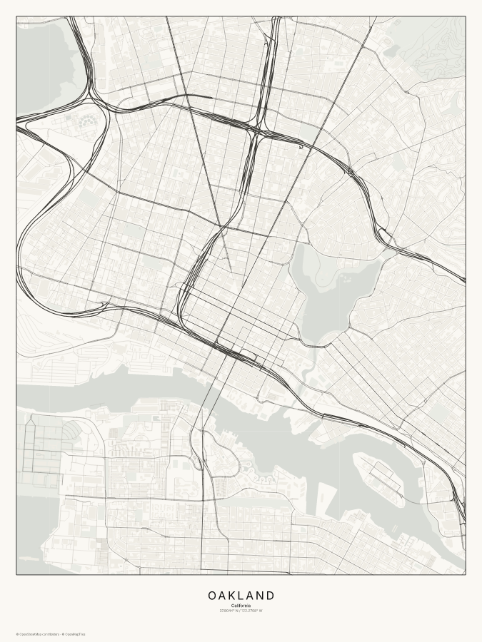 Oakland map poster, classic style