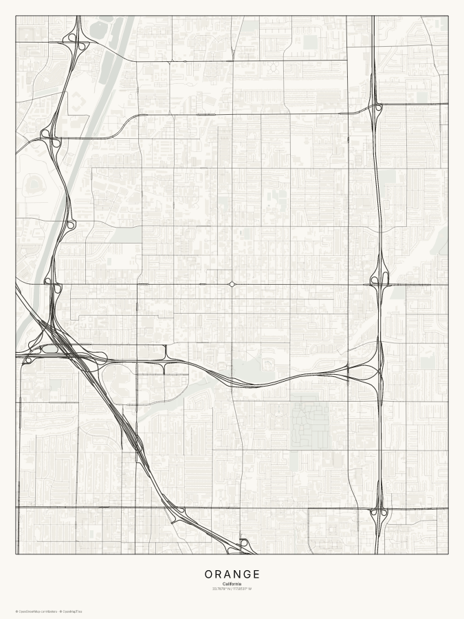 Orange map poster, classic style