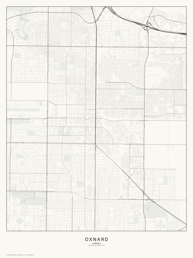 Oxnard map poster, classic style