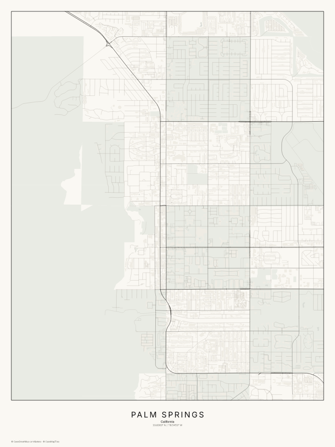 Palm Springs map poster, classic style