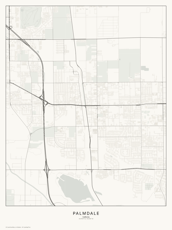 Palmdale map poster, classic style
