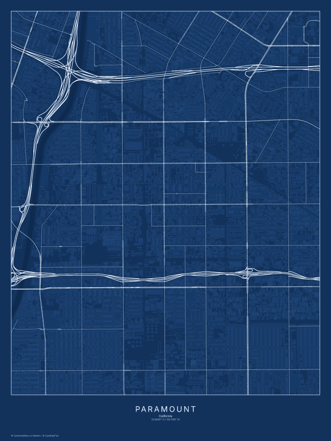 Paramount map poster, blueprint style