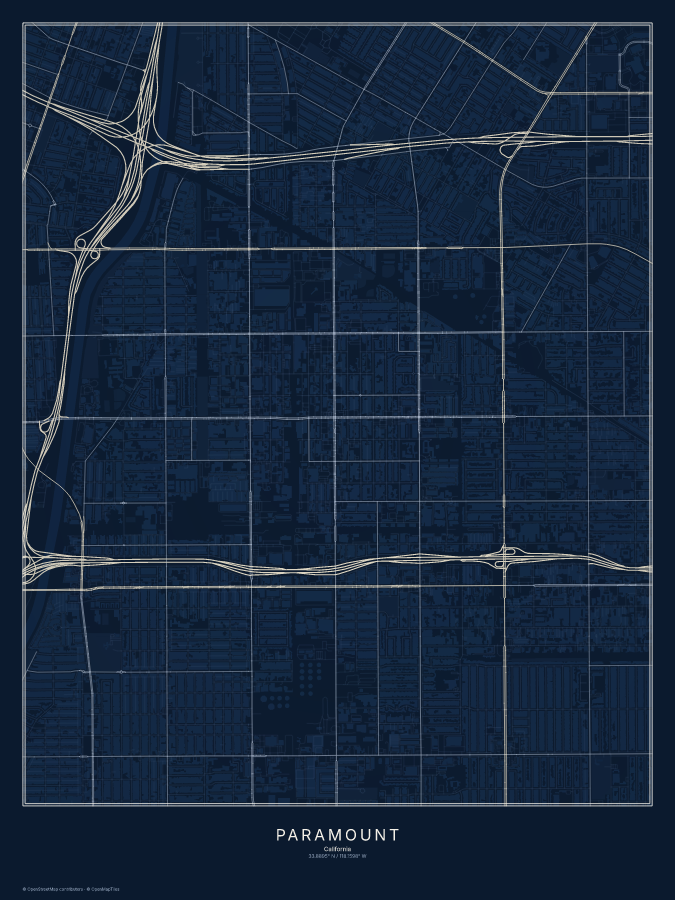 Paramount map poster, midnight style