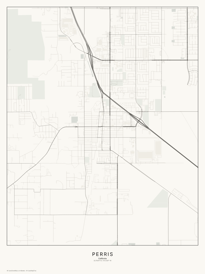Perris map poster, classic style
