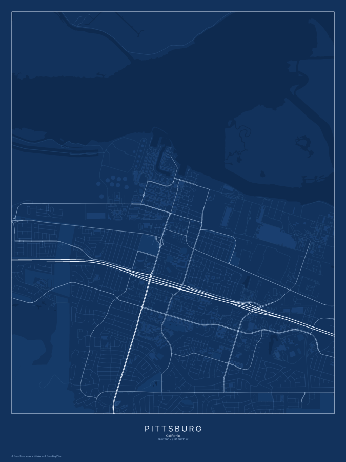 Pittsburg map poster, blueprint style