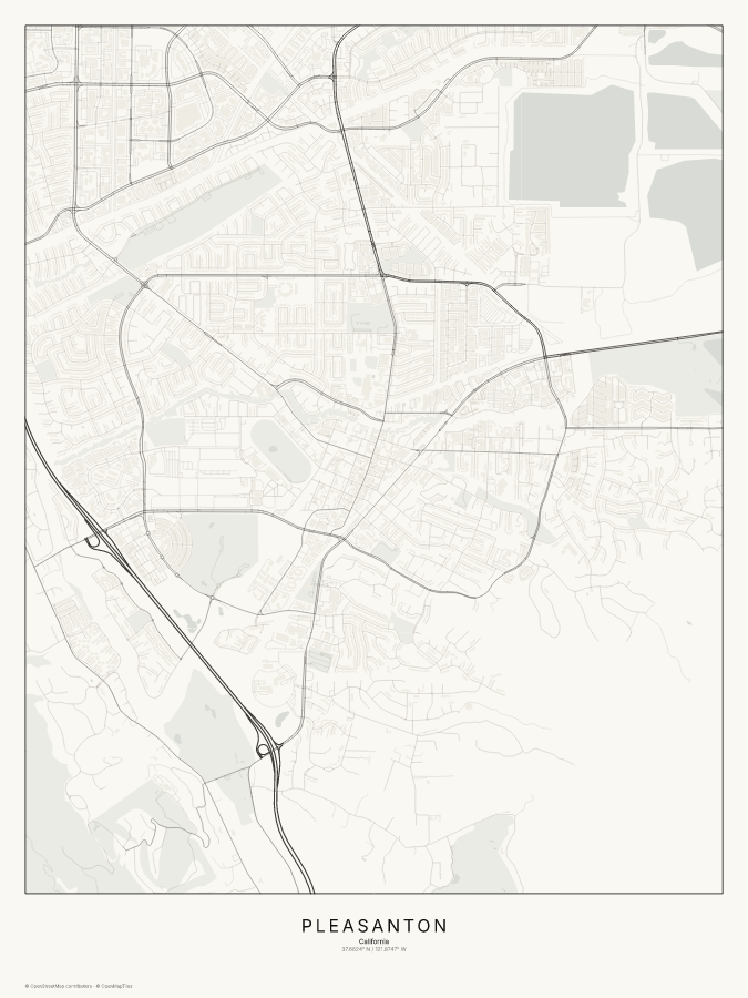 Pleasanton map poster, classic style