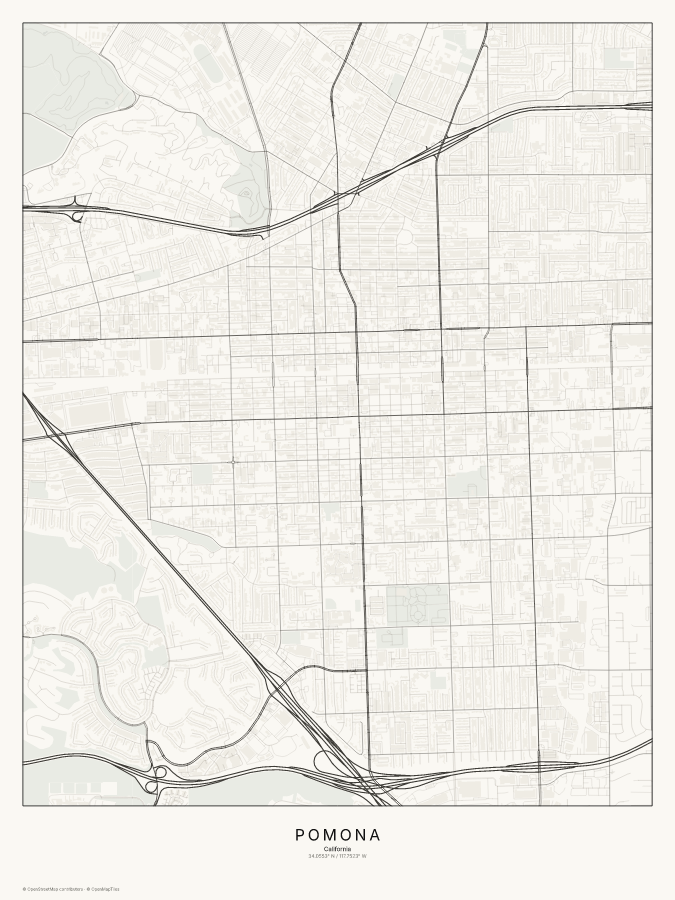 Pomona map poster, classic style