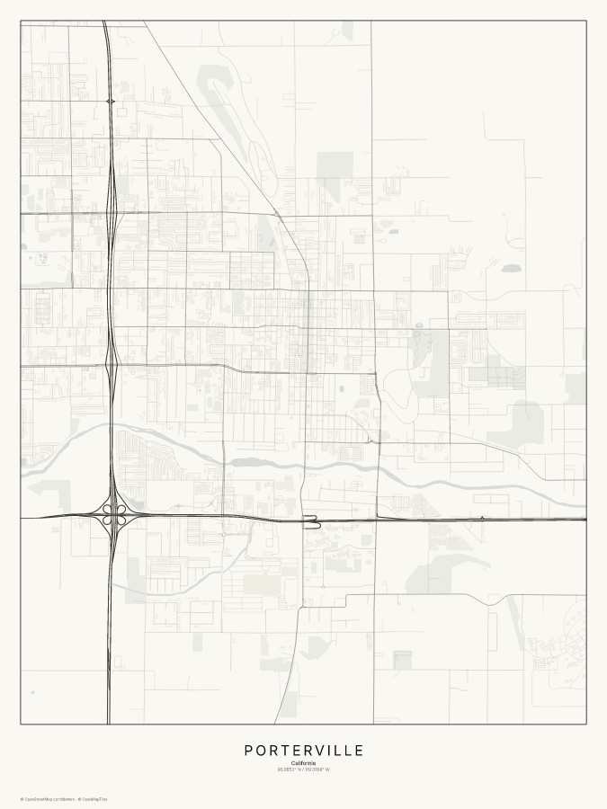 Porterville map poster, classic style