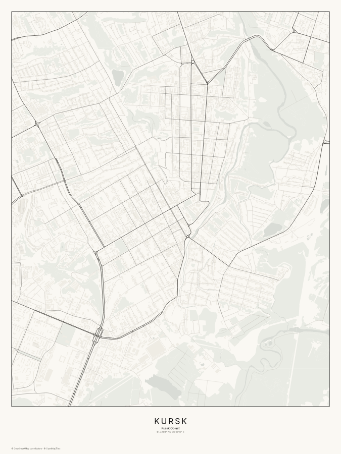 Kursk map poster, classic style