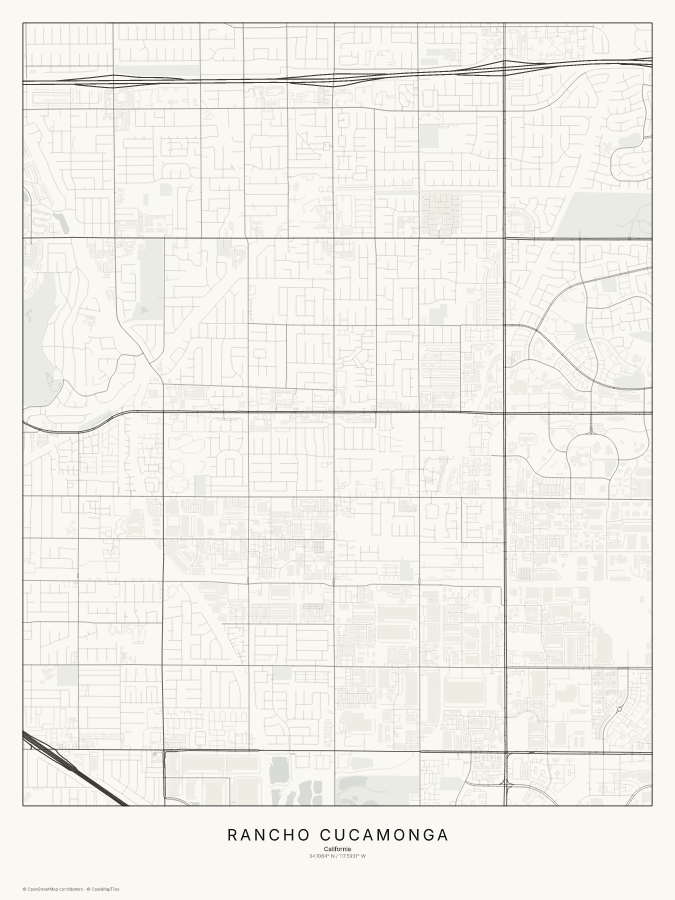 Rancho Cucamonga map poster, classic style