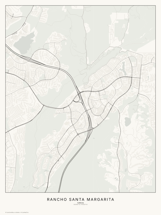 Rancho Santa Margarita map poster, classic style