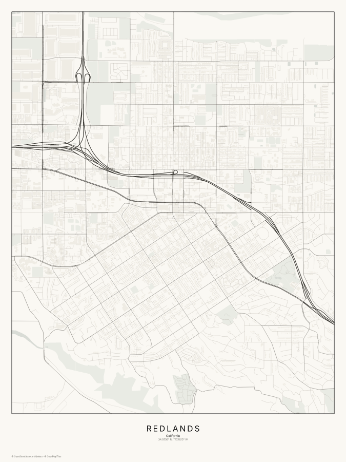 Redlands map poster, classic style